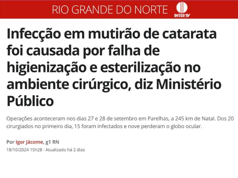 Infecção em 15 pacientes de um mutirão de catarata: como a qualidade da água e o teste de autoclave influenciaram?
